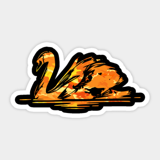 swan on fire Sticker